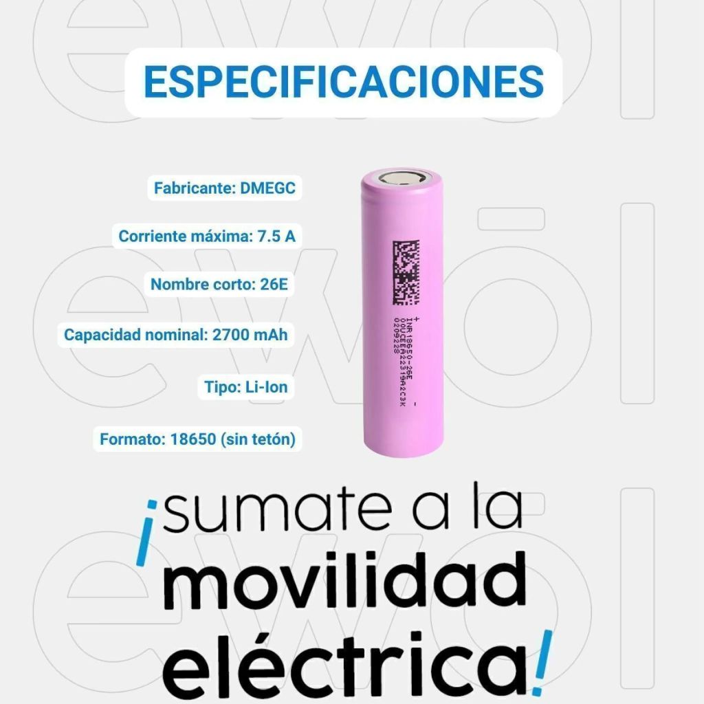 Pila Litio 18650 Alta Descarga 2700mah 3.6v Sin Teton