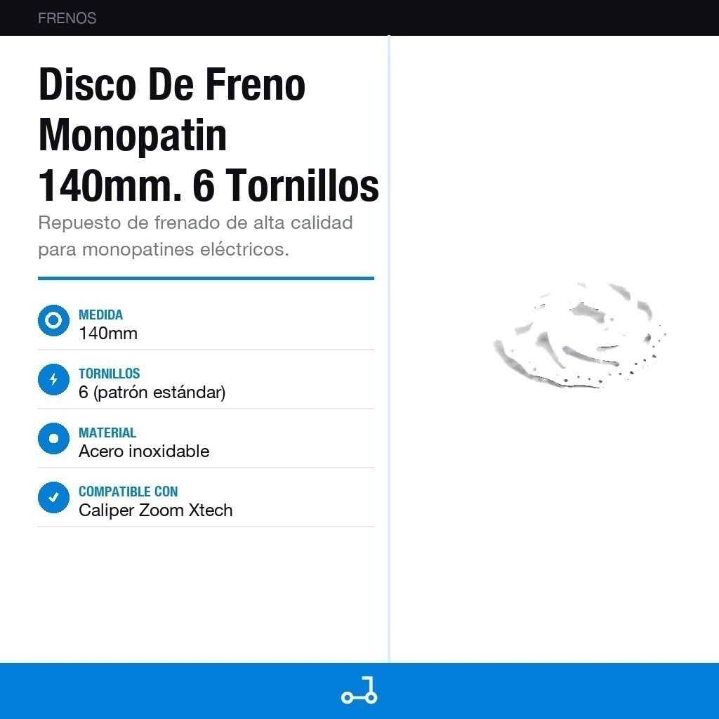 Disco De Freno Monopatin 140mm. 6 Tornillos