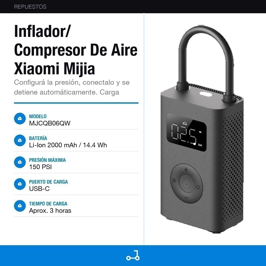 Inflador/ Compresor De Aire Xiaomi Mijia Portable Air Pump 2 Type C