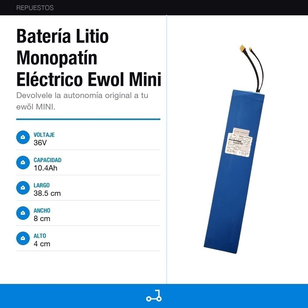 Batería Litio Monopatín Eléctrico Ewol Mini 36v 10.4ah